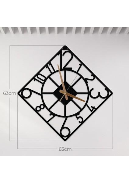 Şık Metal Duvar Saati Türkçe Rakamlar 63X63CM Siyah fiyatları