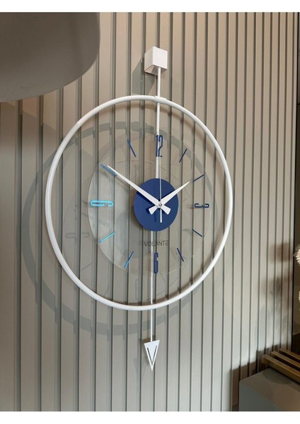 Şeffaf Iskandinav Tarzında 48X72 cm Sarkaçlı Duvar Saati Beyaz, Mavi indirimleri