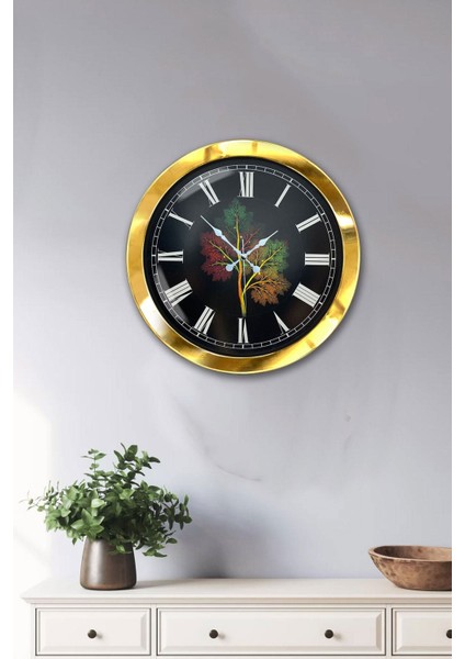 36 cm Gold Metal Ağaç Duvar Saati, Şık ve Modern Tasarım fiyatları