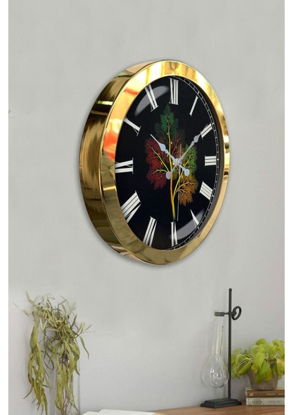 36 cm Gold Metal Ağaç Duvar Saati, Şık ve Modern Tasarım fırsatları