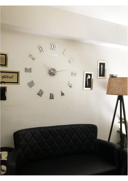 3D Romen Rakamlı Metal Duvar Saati, Büyük ve Şık Tasarım