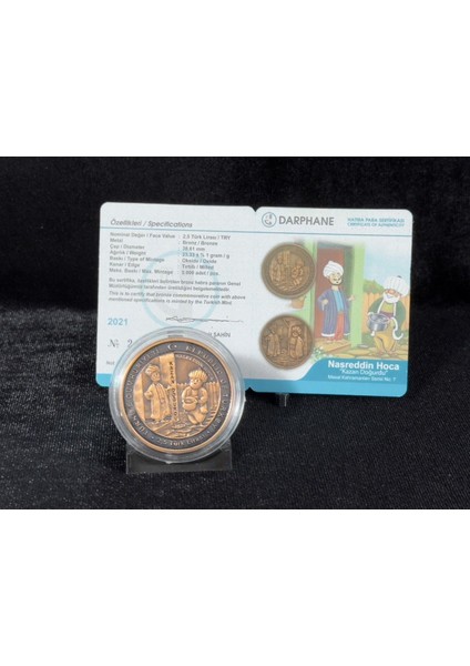 2021 Nasreddin Hoca No. 7 "kazan Doğurdu" Sertifikalı Bronz Hatıra Parası