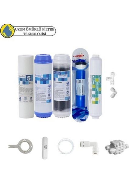 Purefer Açık Kasa Çift Karbonlu Sertifikalı 5li Filmtec Dupon Mebran 5li