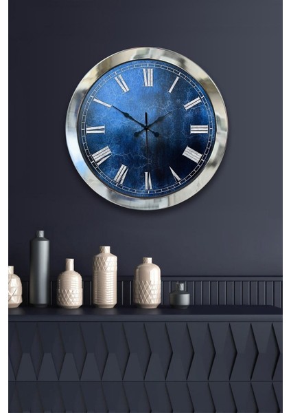 Şık 36 cm Krom Metal Ekol Duvar Saati, Modern ve Zarif Tasarım.