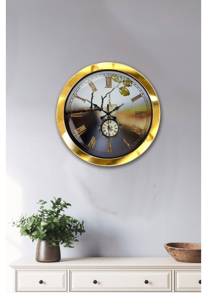 Şık 36 cm Altın Tonlu Metal Duvar Saati, Dekoratif ve Kullanışlı Tasarım fiyatları