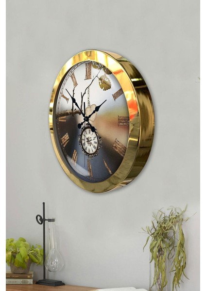Şık 36 cm Altın Tonlu Metal Duvar Saati, Dekoratif ve Kullanışlı Tasarım modelleri