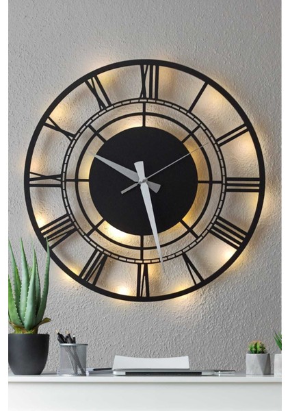 Şık Siyah Roma Rakamlı Duvar Saati, Zarif ve Benzersiz Dekorasyon Parçası