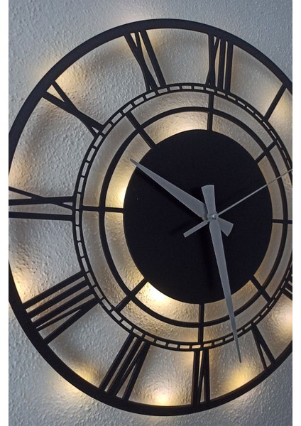 Şık Siyah Roma Rakamlı Duvar Saati, Zarif ve Benzersiz Dekorasyon Parçası