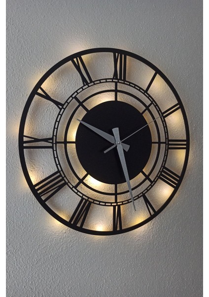 Şık Siyah Roma Rakamlı Duvar Saati, Zarif ve Benzersiz Dekorasyon Parçası