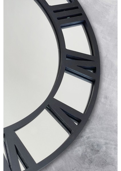 Modern 46 cm Ayna ve Ahşap Rakamlı Dekoratif Duvar Saati Siyah modelleri