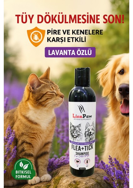 Kedi ve Köpek Tüy Dökümü Önleyici Bit Pire Parazit Kene Şampuanı 250 ml