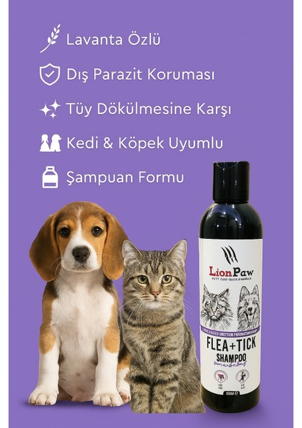 Kedi ve Köpek Tüy Dökümü Önleyici Bit Pire Parazit Kene Şampuanı 250 ml