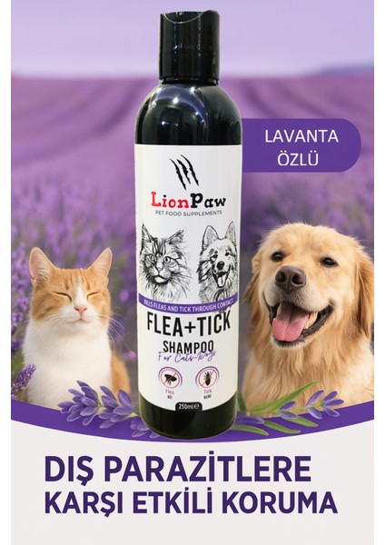 Kedi ve Köpek Tüy Dökümü Önleyici Bit Pire Parazit Kene Şampuanı 250 ml