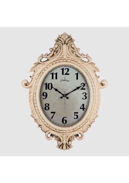 Krem Renkli Vintage Duvar Saati, Çap 73X54CM, Akıcı Sanayi Tarzı Tasarım