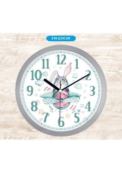 Şık Çocuk Duvar Saati, 30 Cm, Modern Gri Tasarım