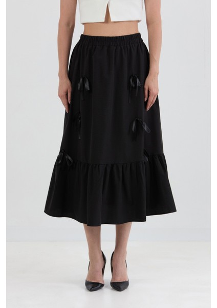 Beli Lastikli Kurdeleli Etek