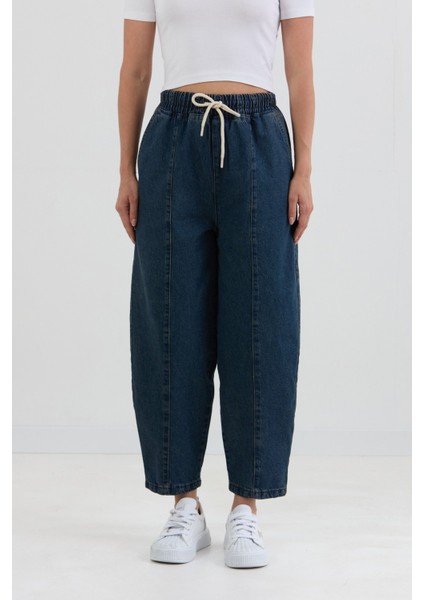 Beli Bağlamalı Slouchy Jean Pantolon