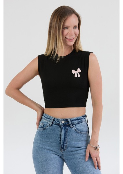 Kurdele Nakışlı Fitilli Crop Body