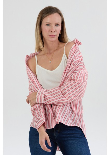 Çizgili Body Detaylı Oversize Gömlek modelleri