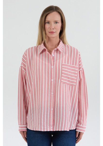 Çizgili Body Detaylı Oversize Gömlek