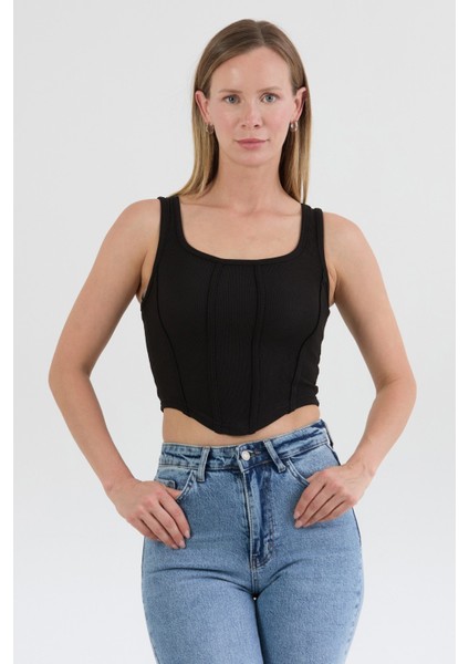 Fitilli Dikişli Crop Body