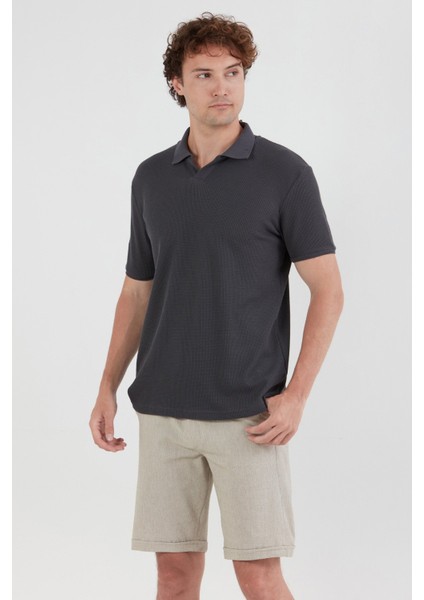 Waffle Kumaş Polo Yaka Tişört