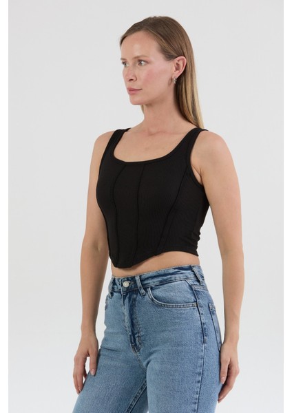 Fitilli Dikişli Crop Body