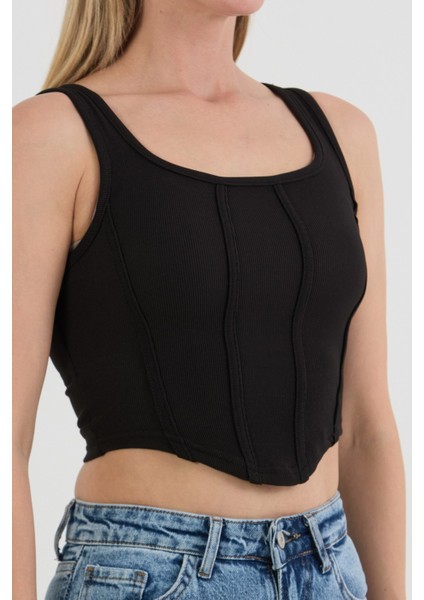Fitilli Dikişli Crop Body