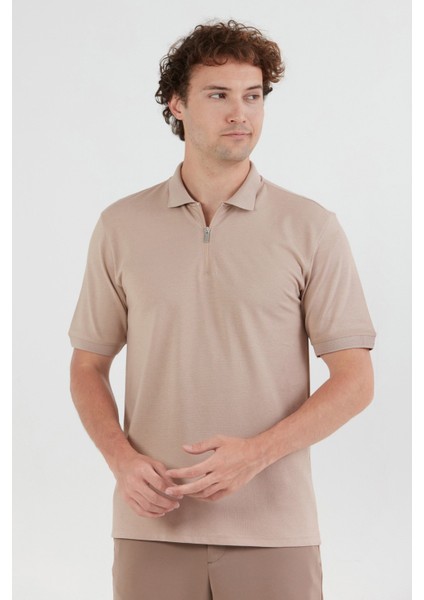 Basic Polo Yaka Yarım Fermuarlı Tişört