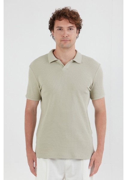 Waffle Kumaş Polo Yaka Tişört