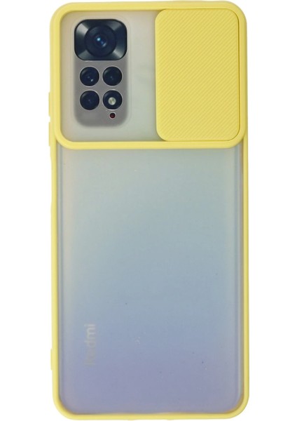 Xiaomi Redmi Note 11 Kılıf Palm Buzlu Kamera Sürgülü Silikon - Sarı Drstr