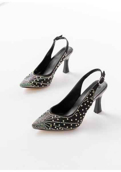 S-601 Siyah Arkası Açık Taş Aksesuarlı Günlük Kadın Sandalet modelleri