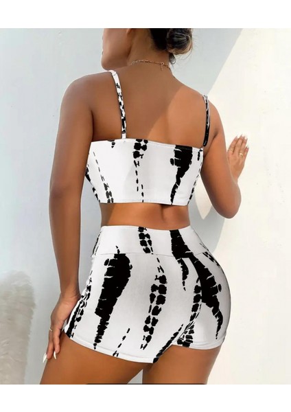 Kadın Büzgü Detay Askılı Crop Mini Tayt Ikili Takım fiyatları
