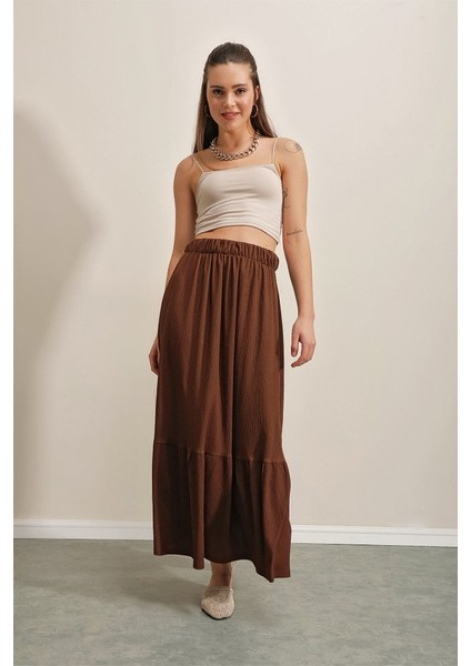 1886 Uzun Örme Etek - Kahverengi fırsatları