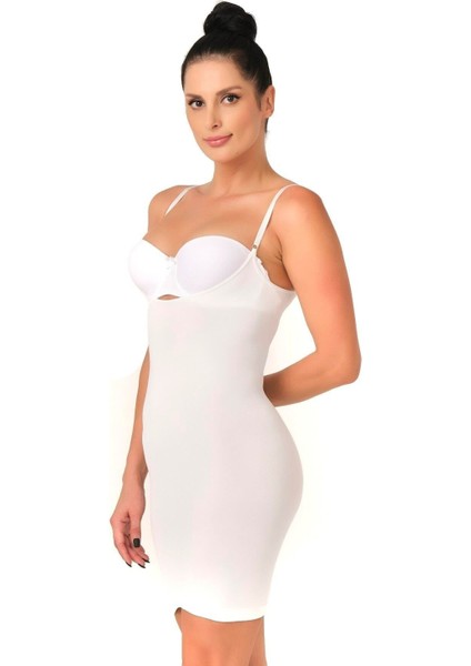 Modlive Beyaz Mı Emay 5060 Göğsü Açık Elbise Korse