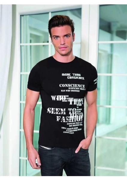Modlive 046 Yazı Baskılı Erkek Tşört modelleri
