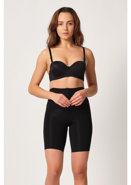 Modlive Siyah Mı Emay 2927 Bel Dekolteli Balenli Paçalı Lazer Korse