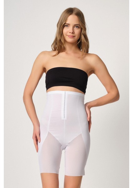 Modlive Beyaz Mı Emay 2928 Ön Agraflı Tül Paçalı Lazer Korse