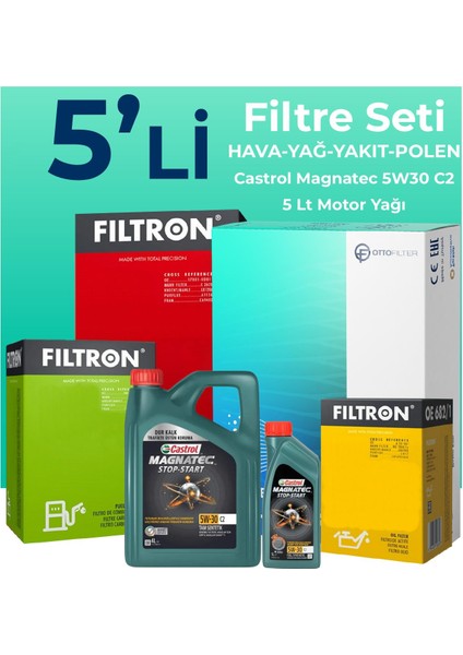 Kia Cerato 1.6 Dizel Filtre Bakım Seti Castrol Motor Yağlı (2006-2009) 5 Li