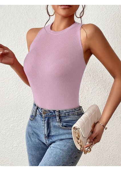 Aknbutik Kadın Kolsuz Sırt Çapraz Detay Triko Bluz fiyatları