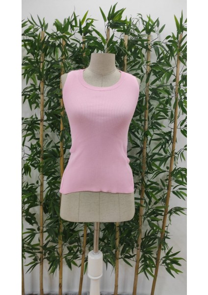 Aknbutik Kadın Kolsuz Sırt Çapraz Detay Triko Bluz modelleri