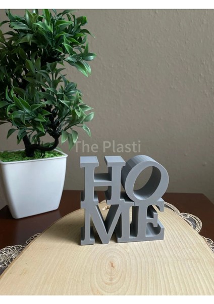 Gri Yazılı Dekoratif Biblo ve Masaüstü Dekor 20X20 cm