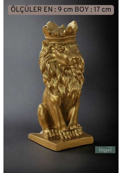 Taçlı Aslan Biblo, Dekoratif Heykel, Altın Renk, Şık ve Zarif Tasarım modelleri