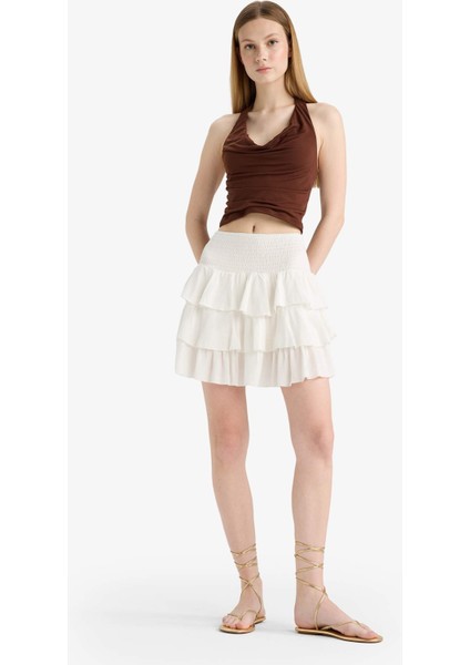 Coool Normal Bel Krinkıl Volanlı Viskon Mini Etek F9262AX25SM fiyatları