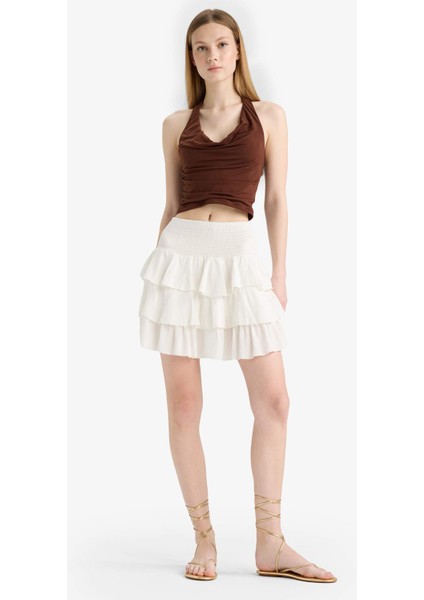 Coool Normal Bel Krinkıl Volanlı Viskon Mini Etek F9262AX25SM modelleri