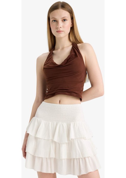 Coool Normal Bel Krinkıl Volanlı Viskon Mini Etek F9262AX25SM indirimleri