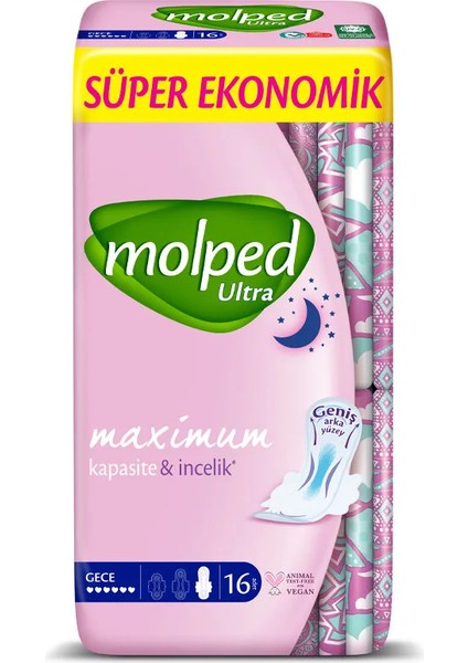 Ultra Hijyen Anatomik Gece Ped Süper Eko 16 Adet