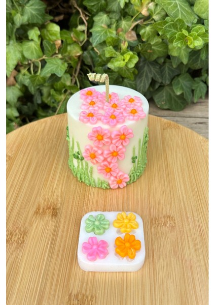 Silikon Mum Yapma Kalıbı 4'lü Set Dayanıklı Esnek Kokusuz Beş Yapraklı Yonca Çiçek Desen