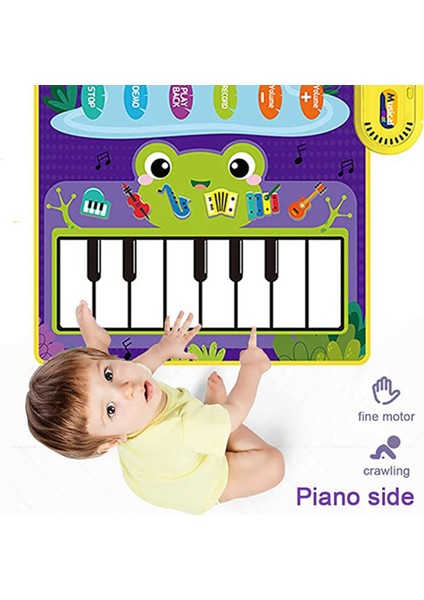 2'si 1 Arada Bebek Oyuncakları, Yürümeye Başlayan Çocuk Piyano Klavyesi ve Çubuklu Davul Paspas, 1-3 Yaş Arası Için Erken Müzik Öğrenme Duyusal Oyuncaklar (Yurt Dışından)
