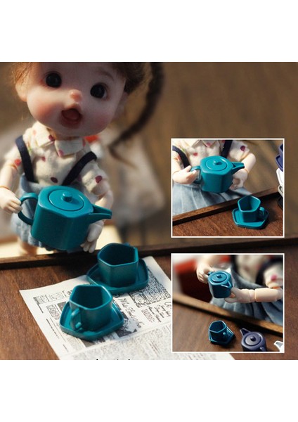 1:12/1:6 Ölçekli Minyatür Dollhouse Alaşım Çaydanlık Bardak ve Tabak ile Mutfak Eşyaları Için OB11 Blythe Doll Oyuncak, Beyaz, M (Yurt Dışından)